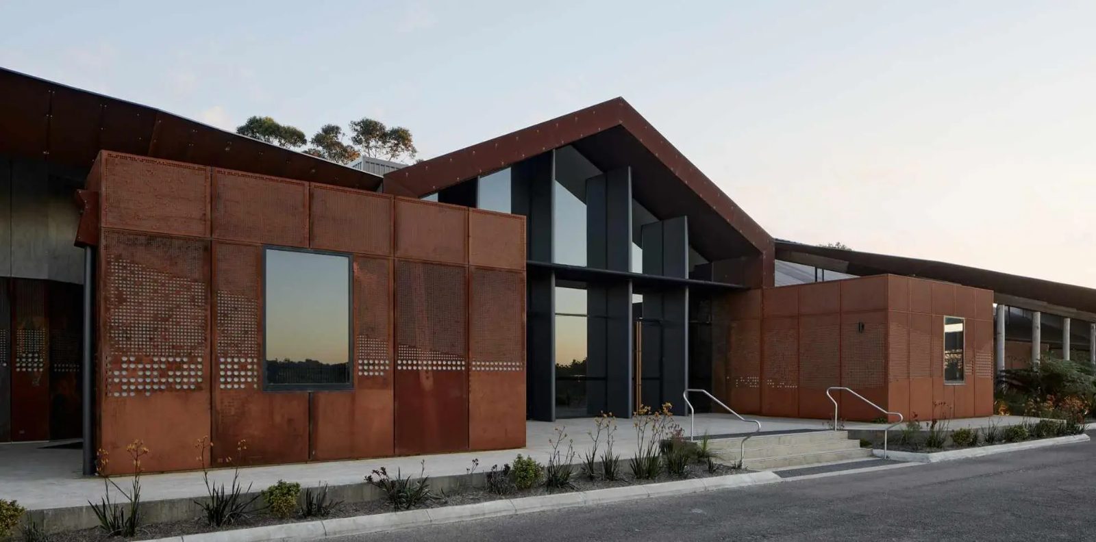 A perforated architectural facade laser-cut and fabricated by Academy Sheetmetal