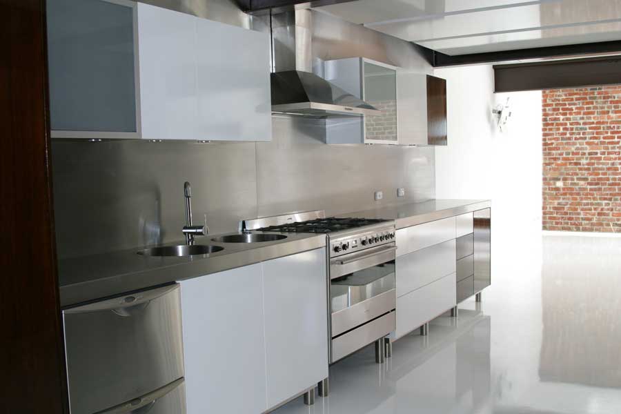 A stainless commercial kitchen built and installed by Sandwith