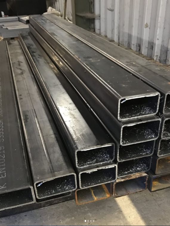 Steel box section stock ready for fabrication